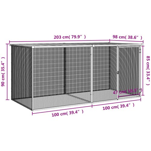  Kavez za koko&amp;scaron;i s krovom svijetlo sivi 203x98x90 cm pocinčani čelik Slike