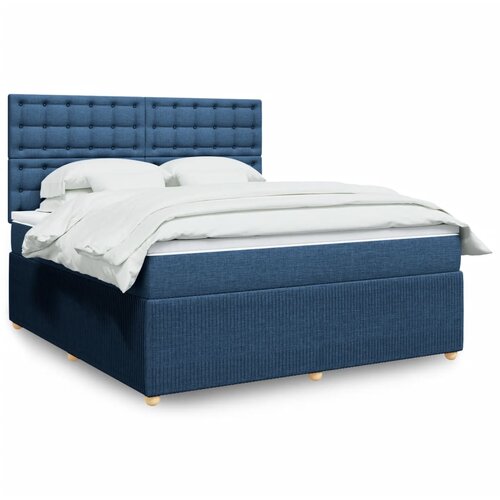 vidaXL Box spring postelja z vzmetnico modra 180x200 cm blago Cene