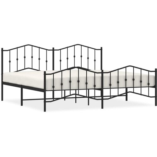 VidaXL Kovinski posteljni okvir z vzglavjem in vznožjem črn 200x200 cm, (20978756) Slike