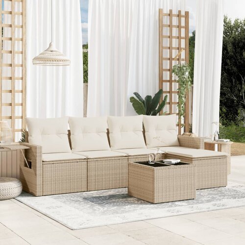 vidaXL 6-dijelni set vrtnih sofa s jastucima bež od poliratana Cijene