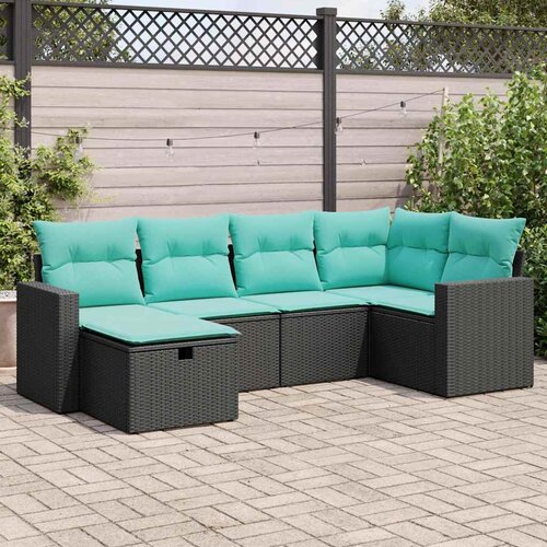 vidaXL 6-dijelni set vrtnih sofa s jastucima crni od poliratana Cijene