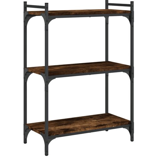 Maison Chic Knjižna omara - Knjižni regal 3-nadstropna dimljen hrast 60x30x86 cm inž. les, (21725513) Slike