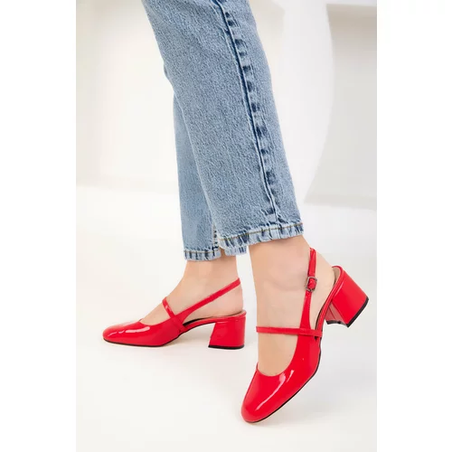 Soho Women's Red Patent Leather Classic Heeled Shoes 18037