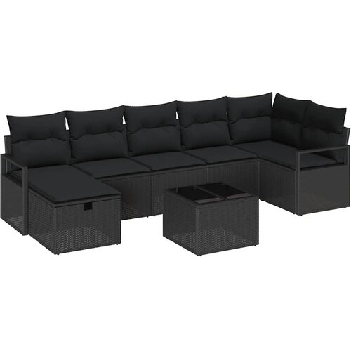  Set sofe 8 kom. 7-Broj sjedala Crna poliratan 287 x 122 x 85 cm Slike