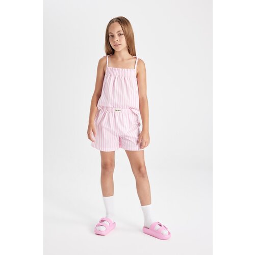 Defacto Girl's Striped Pajama Set with Strappy Shorts Cene