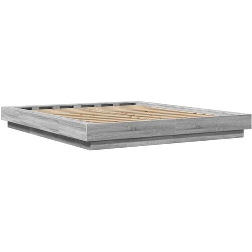 VidaXL Okvir za krevet s LED svjetlima boja hrasta 150 x 200 cm drveni Slike