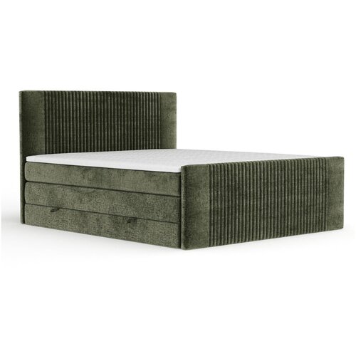 Maison de Rêve Temno zelena boxspring postelja s prostorom za shranjevanje 160x200 cm Bergamo &ndash; Cene