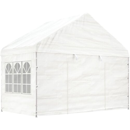 vidaXL Paviljon s streho bel 4,08x2,23x3,22 m polietilen Cene