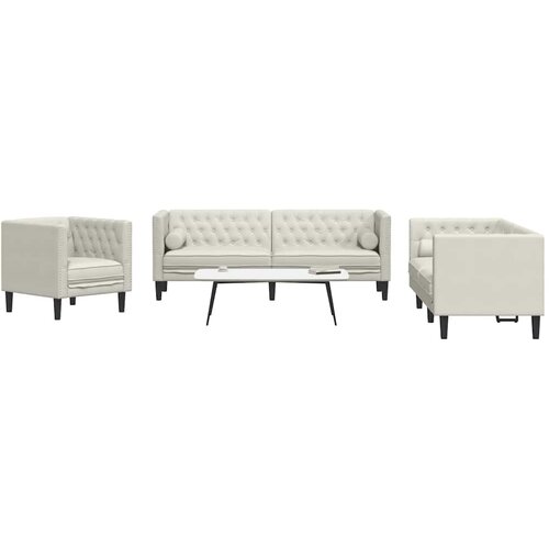  Chesterfield garnitura od 3 dijela s jastucima, krem bar&amp;scaron;unasta Slike