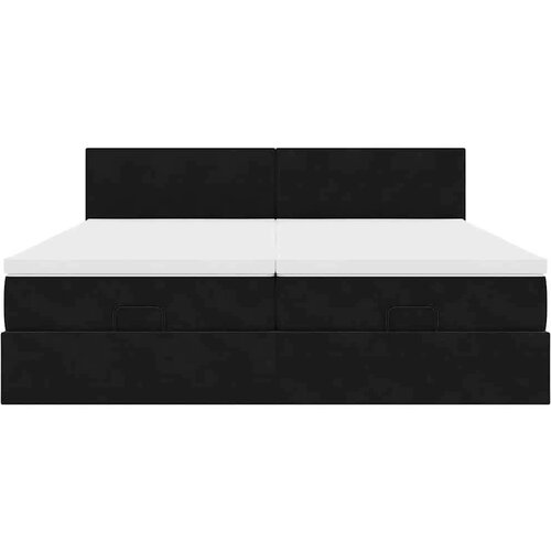 VidaXL Otomanski okvir kreveta s madracima crni 180x200cm bar&amp;scaron;unasti Slike