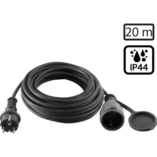 Home produžni strujni kabl, gumirani, 1 utičnica, 20 m, H05RR-F - nv 5-20/G, crni Cijene