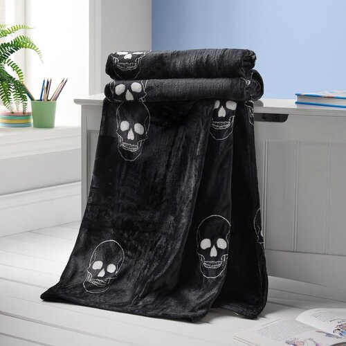 Catherine Lansfield Tamno siva deka za bebe od mikropli&amp;scaron;a 130x170 cm Skulls &amp;ndash; Slike