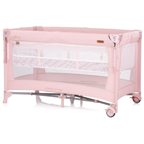 Chipolino putni krevetić s bočnom stranicom i sklapanjem jednom rukom Glory Pink Marshmalllow Slike