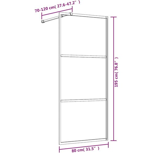  Stijenka za walk-in tu&amp;scaron; s prozirnim staklom ESG zlatna 80x195cm Slike