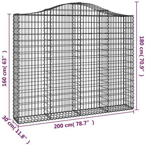  Lučne gabionske ko&amp;scaron;are 5 kom 200x30x160/180cm pocinčano željezo Slike