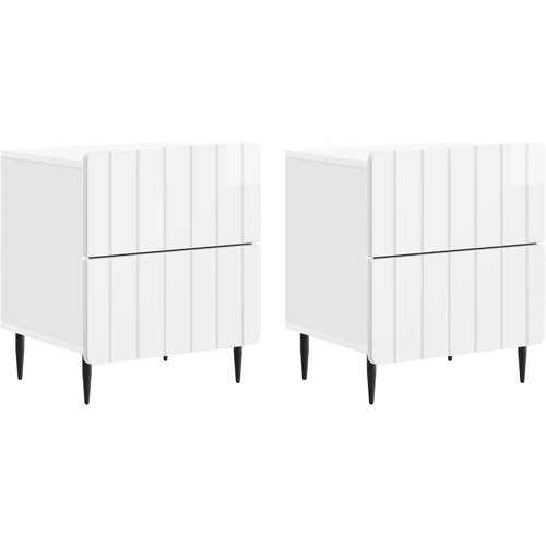 vidaXL Nočna omarica 2 pcs Bela visok sijaj 43 x 34,5 x 49,5 cm, (5000209498) Cene