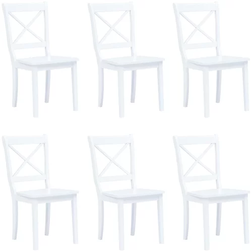 vidaXL blagovaonske stolice od masivnog drva kaučukovca 6 kom bijele