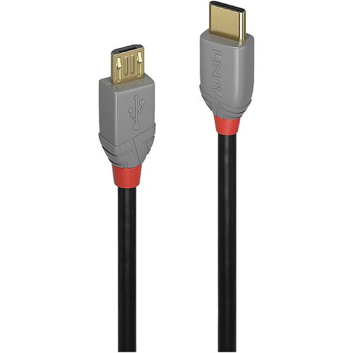 Lindy USB kabel USB 2.0 USB-C&reg; vtič\, USB-mikro-B vtič 0.50 m črna\, siva 36890, (20415706) Cene
