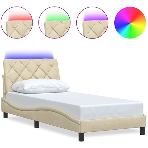 Maison Chic Postelja za odrasle - Posteljni Okvir z LED brez vzmetnice Cream 80x200 cm Tkanina, (22082389) Cene