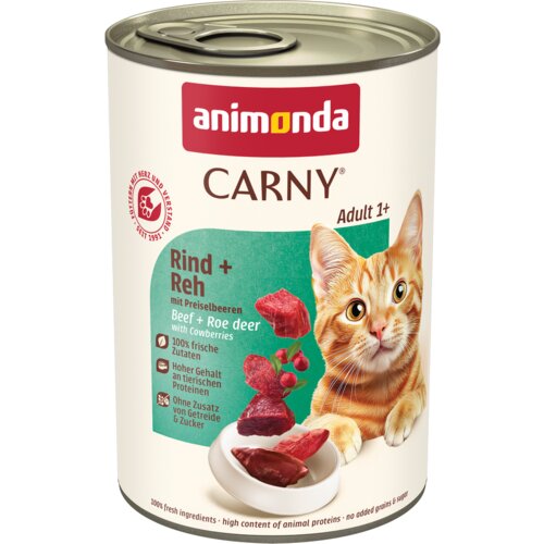  Ekonomično pakiranje animonda Carny adult 24 x 400 g - Govedina, srnetina i brusnica Cijene