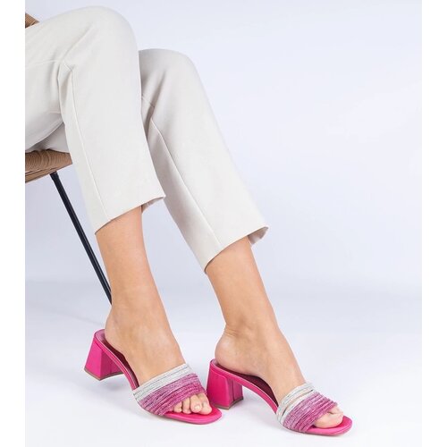 D/CEO marka niezdefiniowana Pink elegant mules with a heel and rhinestones Maritto Cene
