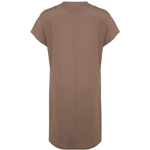 Trendyol Curve Mink V Neck Knitted Dress Cene