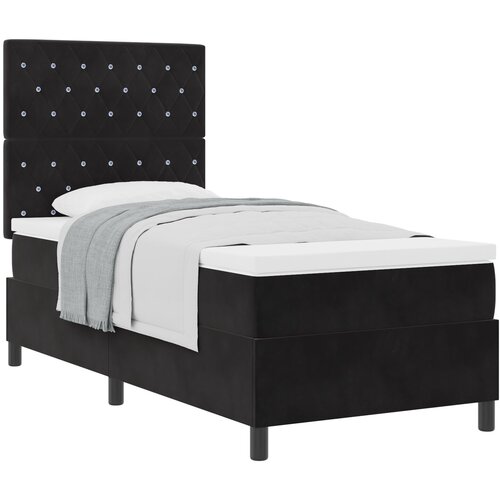 VidaXL Box Spring Postelja z Mattresom Črna 90x200 cm Žamet, (22052893) Slike