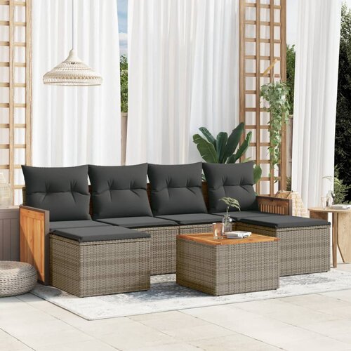 VidaXL 7-dijelni set vrtnih sofa sivi od poliratana Slike
