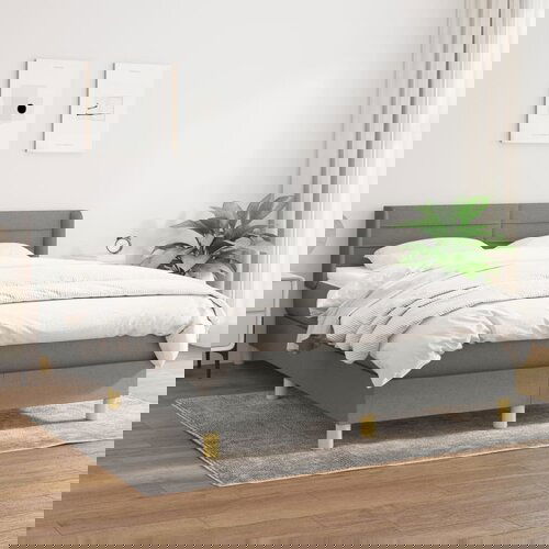 vidaXL Box spring posteljni z vzmetnico temno siv 140x190 cm blago Cene