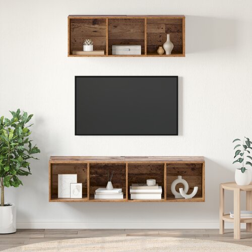 vidaXL Set TV stalka s policom Zidne s pohranom 2 pcs Staro drvo 37 x 37 x 142.5 cm Cene