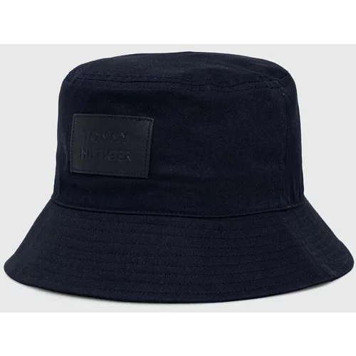 Tommy Hilfiger Bombažni klobuk mornarsko modra barva