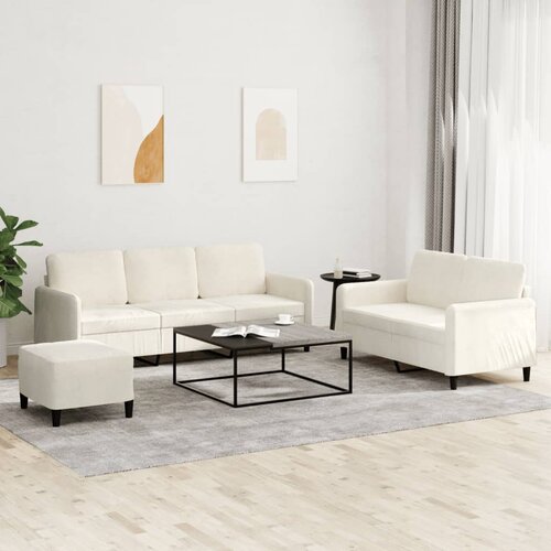 vidaXL Sedežna garnitura 3-delna krem žamet Cene