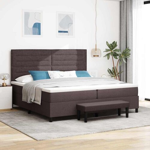  Krevet s opruga kutije Tamno smeđa 200 x 200 cm tkanina Slike