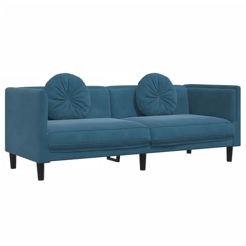 MAISON CHIC kavč - Sofa - Kanape trosed z blazinami moder žamet, (21726721)