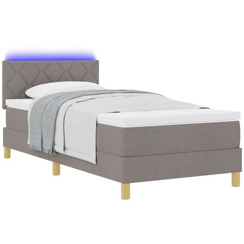 vidaXL Postelja s &scaron;kripcem z leži&scaron;čem & LED Taupe 100x200 cm Tkanina, (22083655) Cene