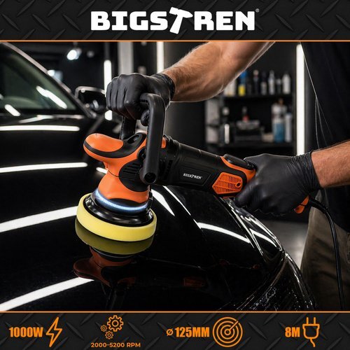 Bigstren 27663 ekscentrična polirka za avtomobil 1000 W, 125 mm, DA, hod 15 mm, LED + torba Slike