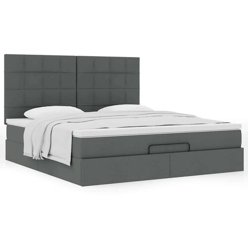 vidaXL Otomanski posteljni okvir z vzmetnico siv 160x200 cm blago Cene