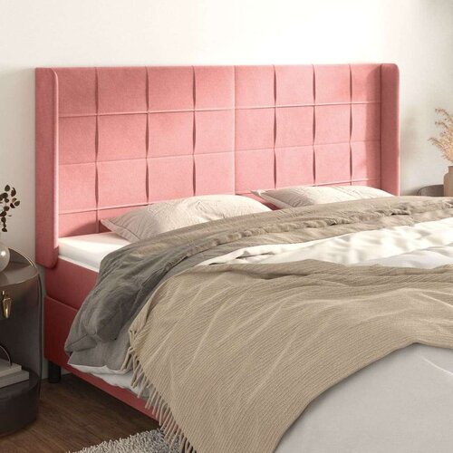  Vzglavje z u&amp;scaron;esi roza 203x16x118/128 cm žamet, (20952215) Slike