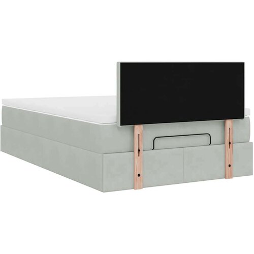 VidaXL Okvir kreveta s madraca svijetlosivi 120x200cm bar&amp;scaron;unasti Slike
