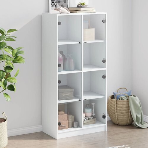 VidaXL Visoka omara z vrati bela 68x37x142 cm inženirski les Slike