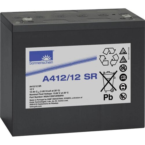 GNB Sonnenschein Svinčev akumulator 12 V 12 Ah A412/12 SR NGA4120012HS0RA svinčevo-gelni 181 x 157 x 76 mm plo&amp;scaron;čati vtič 6.35 mm, (20439325) Slike