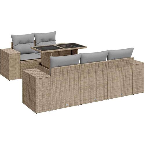  6-dijelni set vrtnih sofa s jastucima bež od poliratana Slike