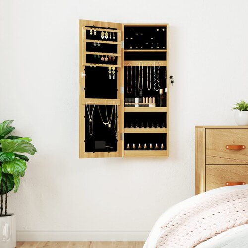 VidaXL Zidni ormarić za nakit s LED svjetlima Slike
