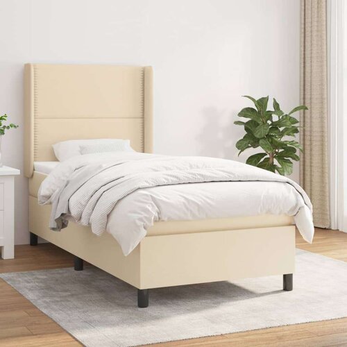  Krevet s oprugama i madracem krem 100 x 200 cm od tkanine Slike