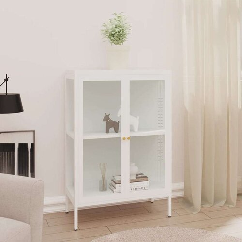 vidaXL komoda bijela 75 x 35 x 105 cm od čelika i stakla Cene