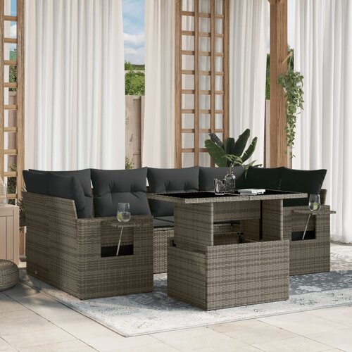 vidaXL 7-dijelni set vrtnih sofa sivi od poliratana Cijene
