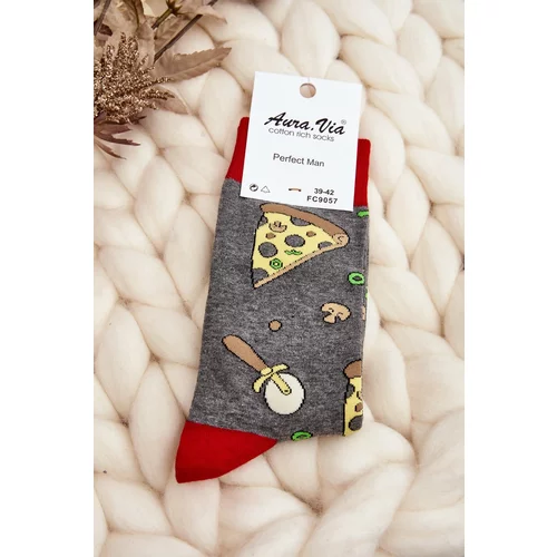 Kesi Men's socks with pizza patterns grey