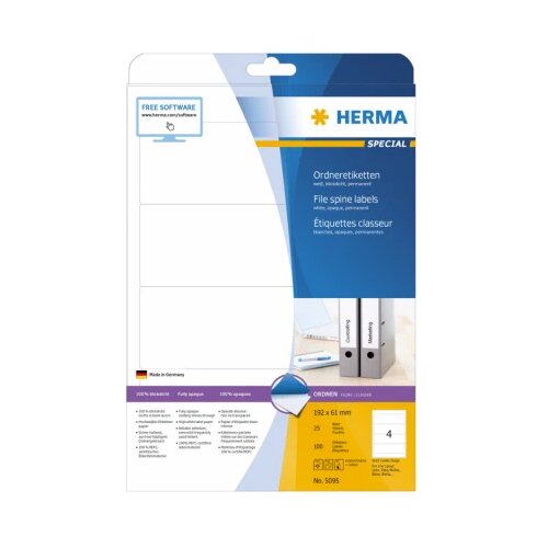 Etikete 192x61, za široki registrator A4/4 1/25 Herma Cene