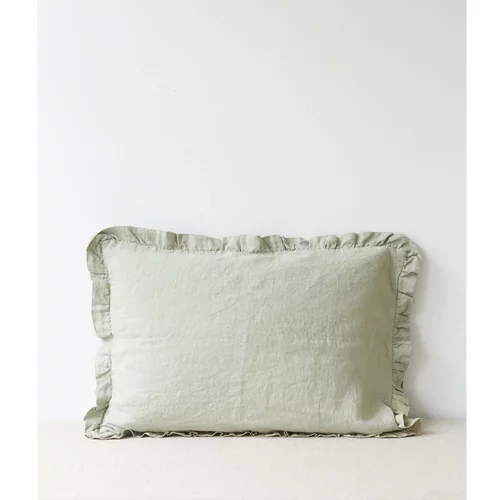 Linen Tales svjetlozelena lanena jastučnica s naboranim rubom, 50 x 60 cm