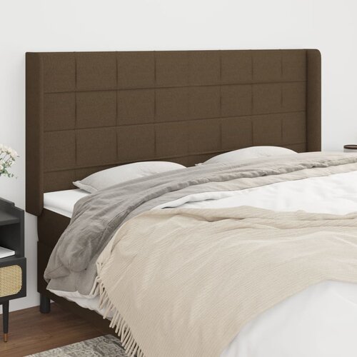 VidaXL Vzglavje z u&amp;scaron;esi temno rjav 163x16x118/128 cm blago Slike